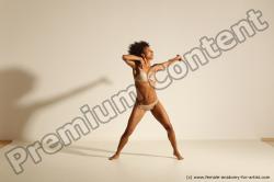 Underwear Gymnastic poses Woman Black Moving poses Slim medium brown Dynamic poses Academic